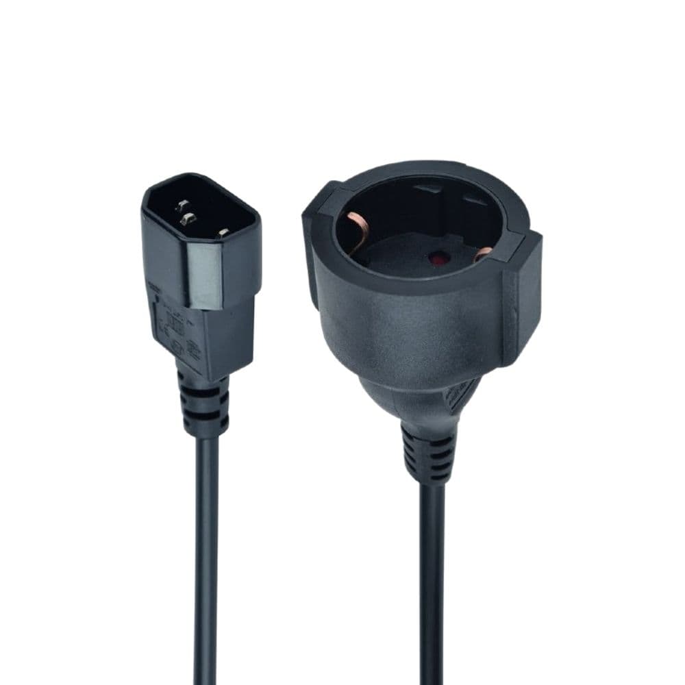 Кабель питания Cablexpert PC-SFC14M-01, 15 см, C14 - евророзетка (Schuko S23), 3*0.75 mm2, 10A