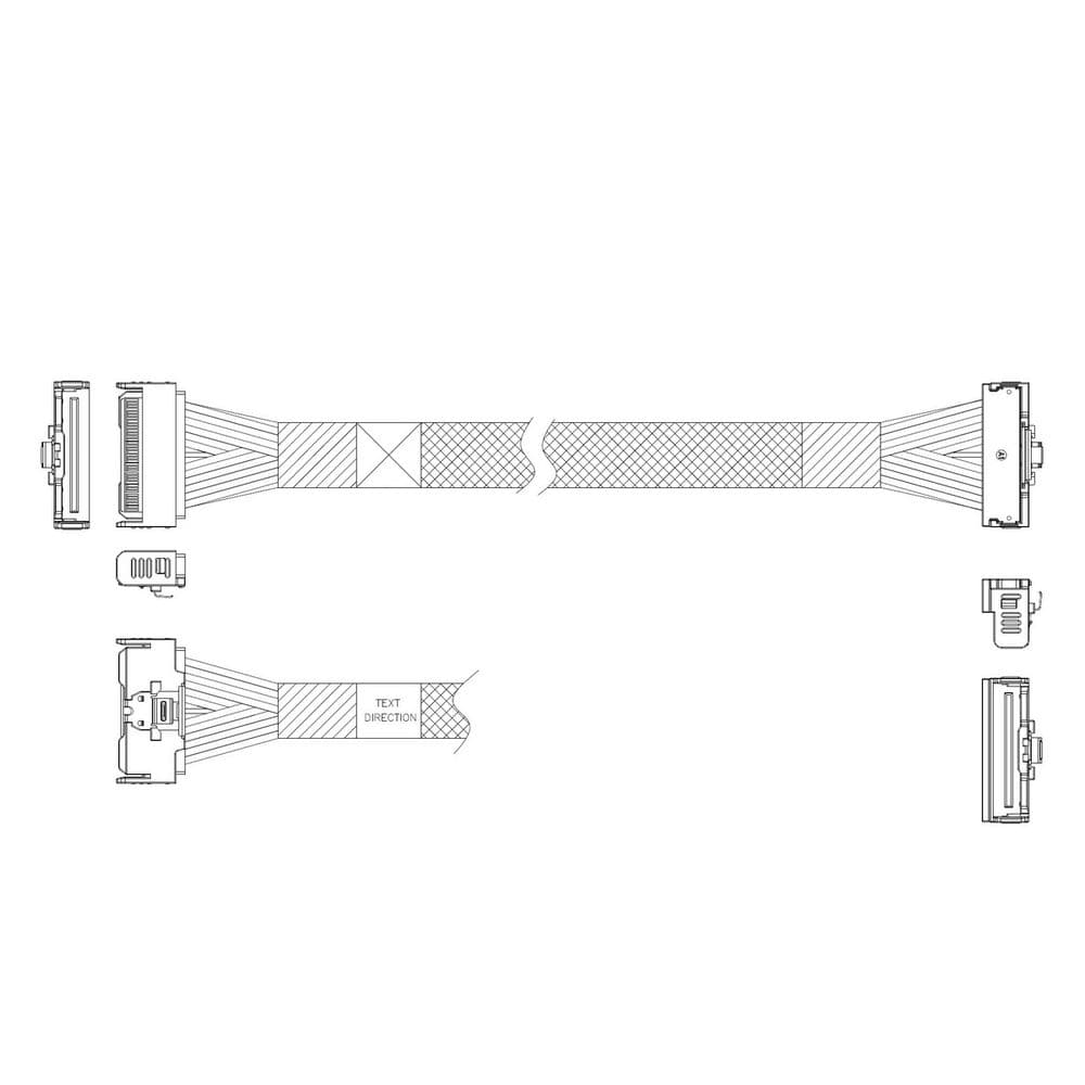 Кабель L285MM004-SD-R Cable MCIO x8 74P (прямой Straight Type) -TO- MCIO x8 74P (угловой Right Angle), 85 Ohm, L:80cm