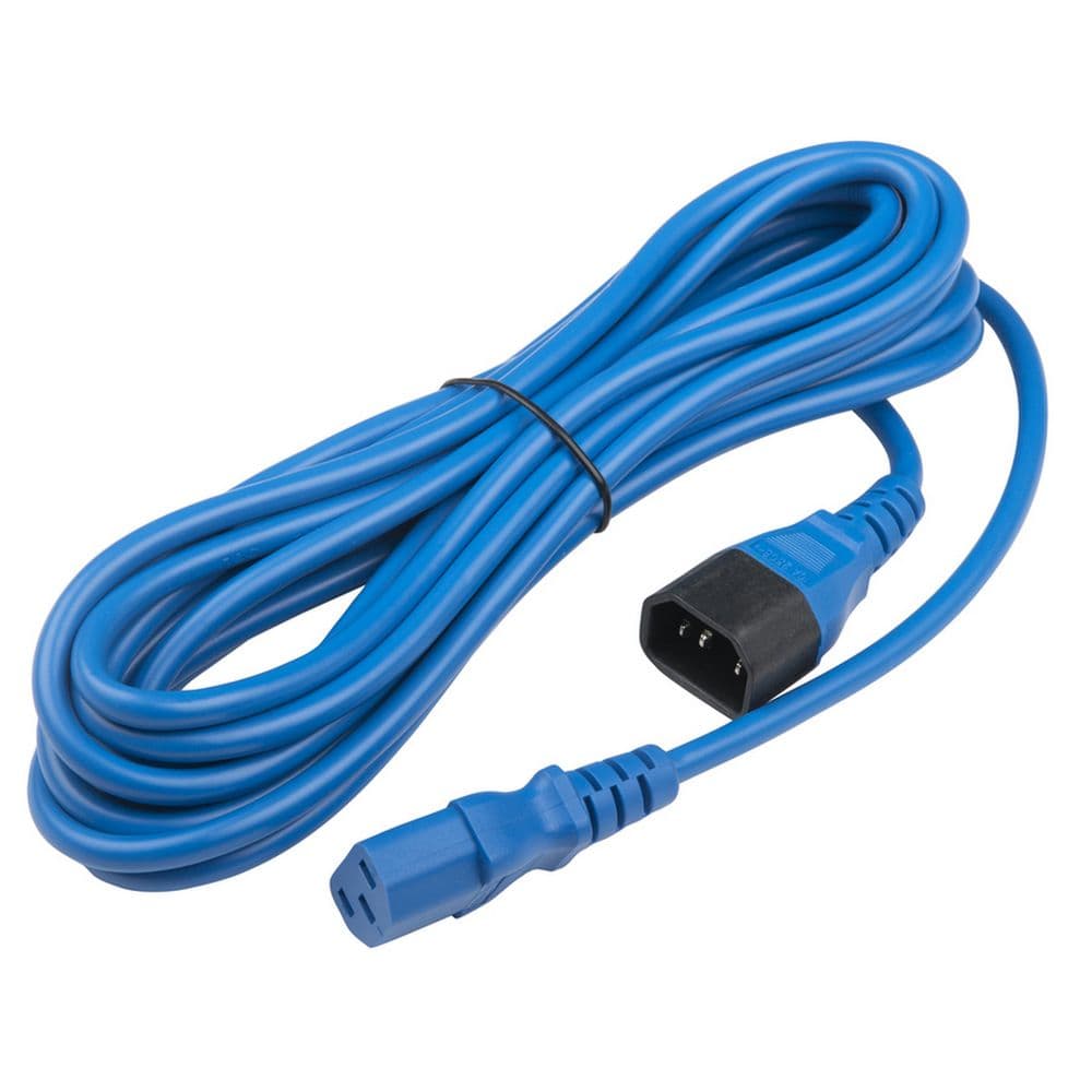 Сетевой кабель Hyperline PWC-IEC13-IEC14-5.0-BL питания монитор-компьютер IEC 320 C13 - IEC 320 C14 (3x1.0), 10A, прямая вилка, 5м, цвет синий (ПВС-АП-3*1,0-250-C13C14-10-5,0 ГОСТ 30851.1-2002 (МЭК 60320-1:1994))