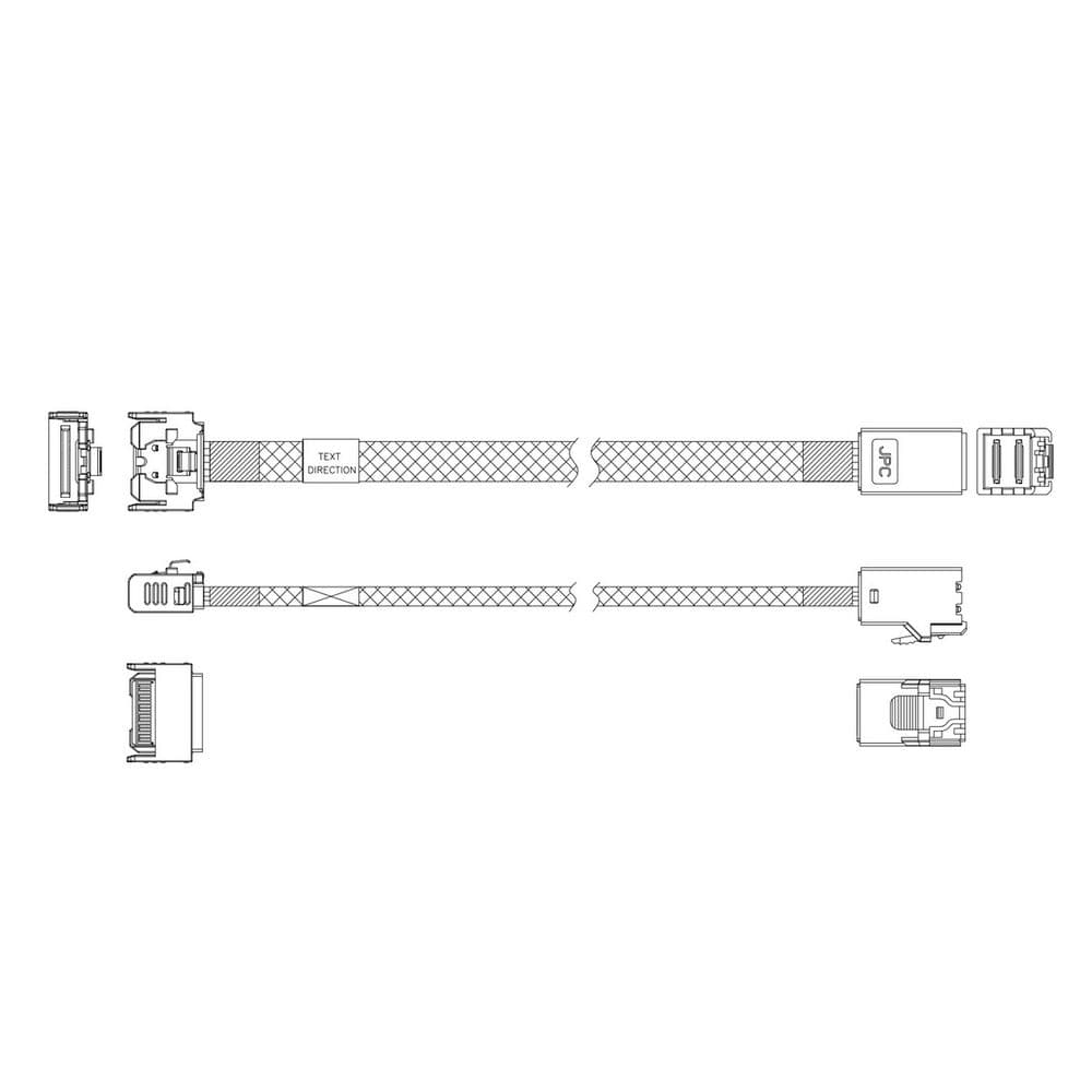 Кабель JPC P731IDN00800-1 Cable MCIO x4 38P (прямой Straight Type) TO HD MiniSAS 4i 36P (SFF8643, прямой Straight Type), 85 Ohm, L:80cm