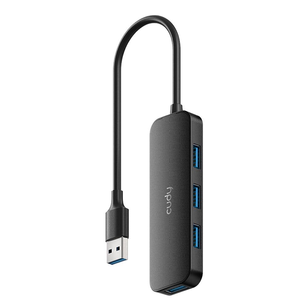 Концентратор CUDY UH40A 4-Port USB-A 3 0 Hub USB-A to 4-Port USB-A 3.0 Hub, Plastic housing, 1 USB-A 3.0 5Gbps male connecter with 20cm cable, 4 USB-A 3.0 5Gbps Ports, compatible with MacBook, Mac Pro, Mac mini, iMac, Surface Pro, XPS, PC, Flash Drive, Mobile HDD. Charging Not Supported