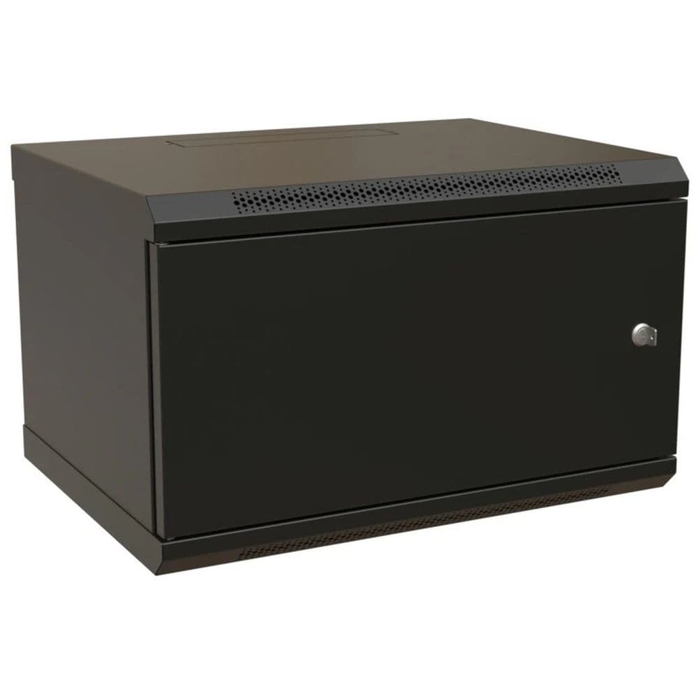 Шкаф Hyperline WRline WR-TW-0945-SR-RAL9004 настенный 19-дюймовый (19"), 9U, 500x600х450мм, цельнометаллическая дверь с замком, цвет черный (RAL9004) (разобранный)