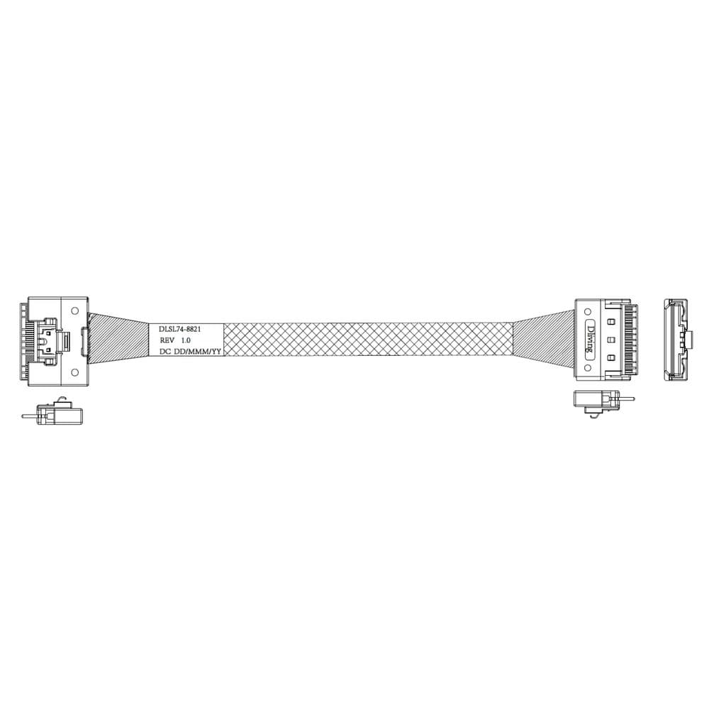 Кабель DiliVing DLSL74-8821 Slimline SASx8 (SFF8654) -to- Slimline SASx8 (SFF8654), 85ohm, PCIe Gen4, 100CM