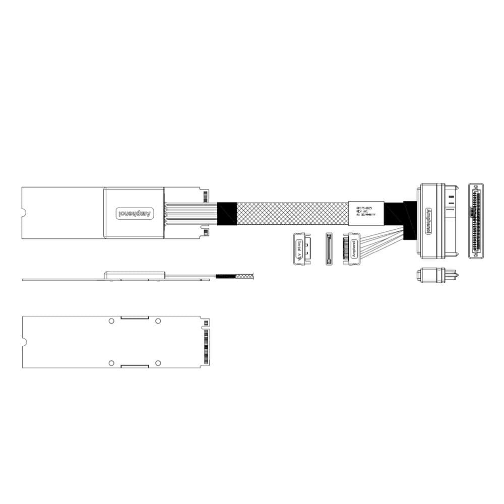 Кабель Amphenol RPC75-0025 Cable M.2 (75pin) -TO- U.2 SFF8639, 100 Ohm, PCIe Gen3, L:50cm