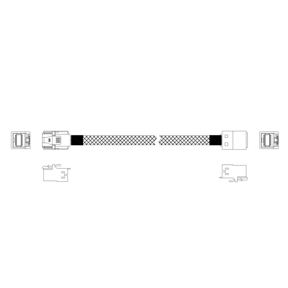Кабель Miradeed MD-6715029, HDmSAS SFF8643 -to- HDmSAS SFF8643 + SideBand, SAS 3.0 (12G), 85 Ohm, 60cm