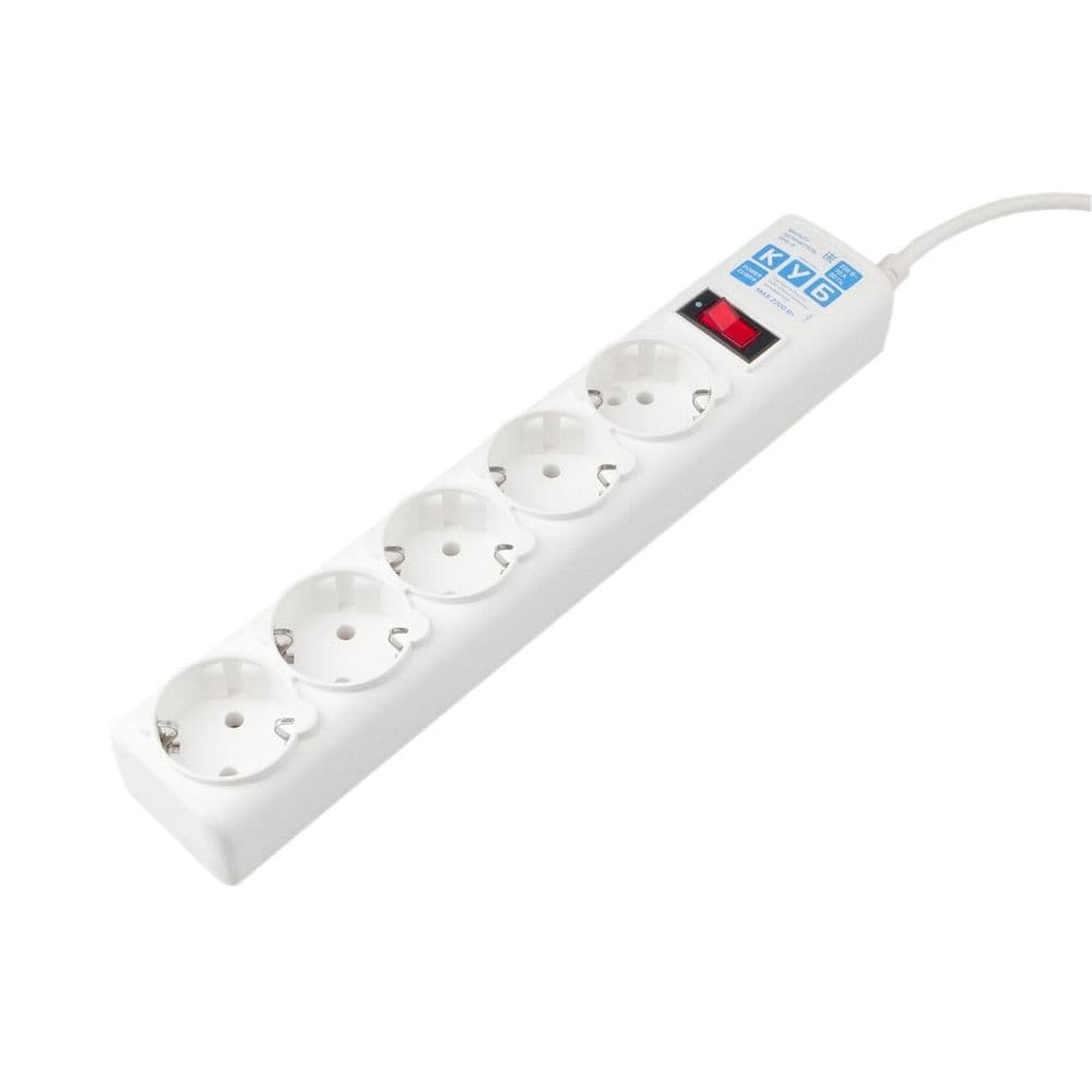 Фильтр-удлинитель Power Cube SPG-B-10-WHITE 5 розеток, белый, 3м, 10 А/2,2 кВт, 3*0.75 мм²