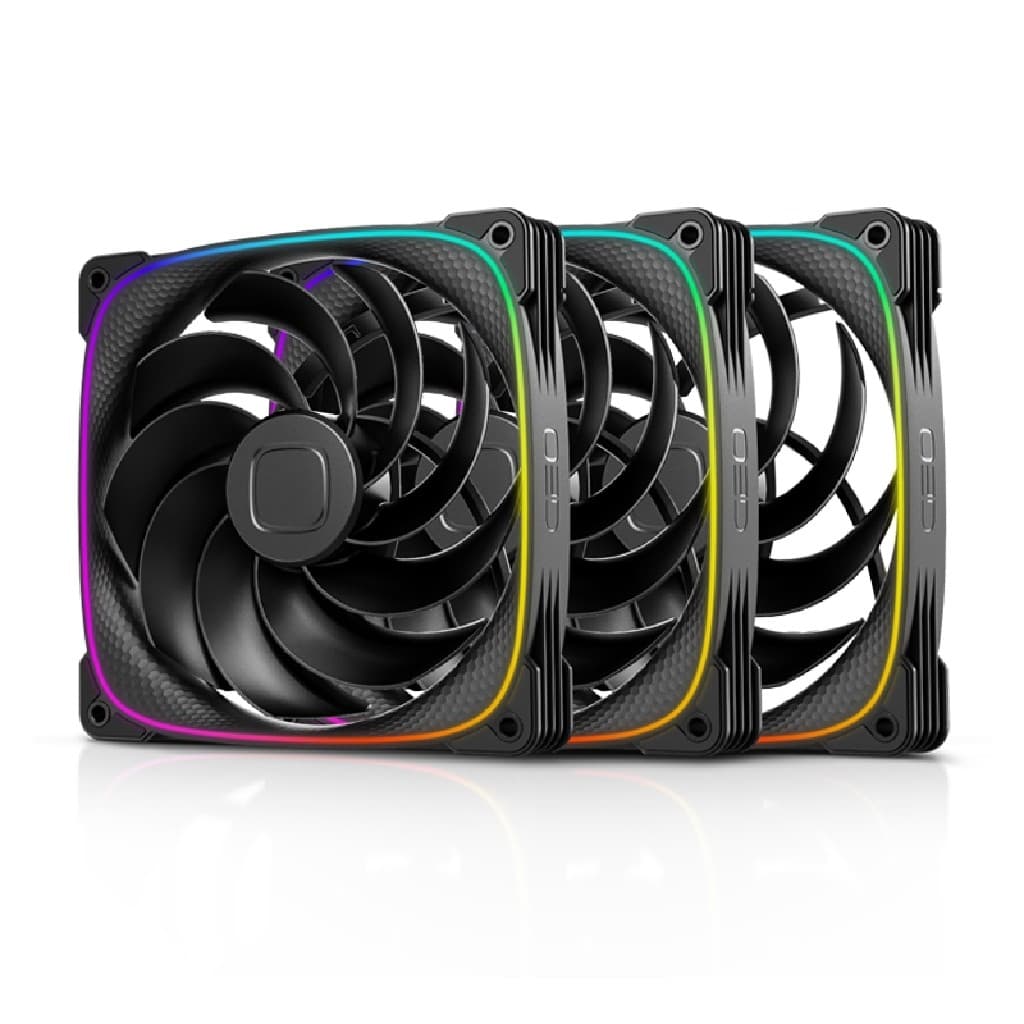 Комплект вентиляторов (3 шт.) Geometric Future Squama 2503RB-14 Reverse Black / 140mm, PWM, 2100 RPM, 71.80 CFM, 34.0 dBA, 5V ARGB / 1F2503R314000