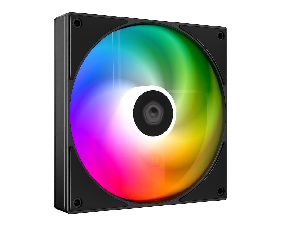 Вентилятор ID-COOLING AS-140-ARGB-K 140x140x25мм (60шт./кор, PWM, резиновые углы, черный, 300-1800об/мин, супертихий) BOX