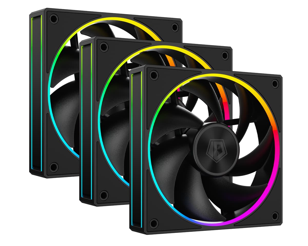Вентилятор ID-COOLING AF-127-ARGB-K TRIO (3 in 1) 120x120x27мм (20шт./кор, PWM, резиновые углы, черный, 500-2000об/мин) BOX