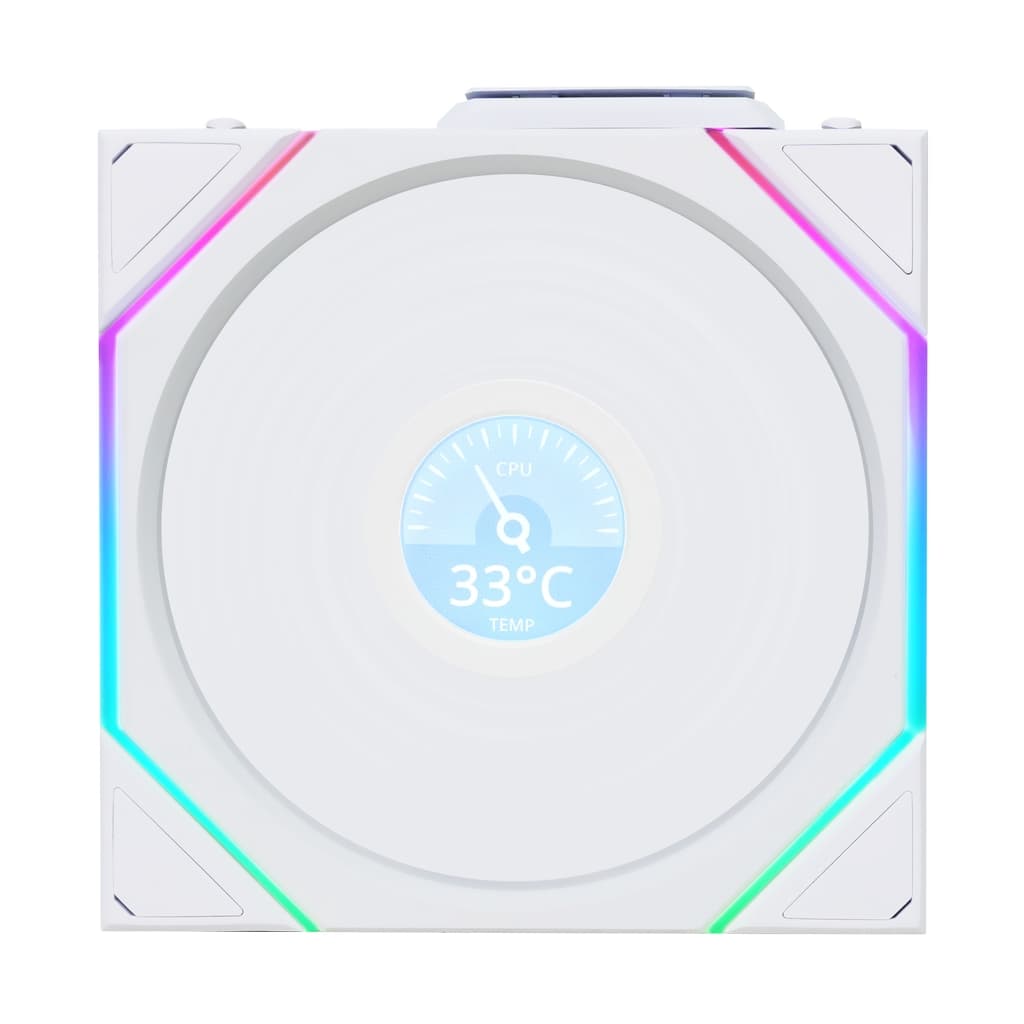 Вентилятор Lian Li UNI FAN TL WIRELESS LCD 120 Reverse Blade / 12RTLLCD1W1W WHITE / 120x124x28мм (PWM, ARGB, 1900 об/мин (Max.), 31dBa) / G99.12RTLLCD1W1W.R0
