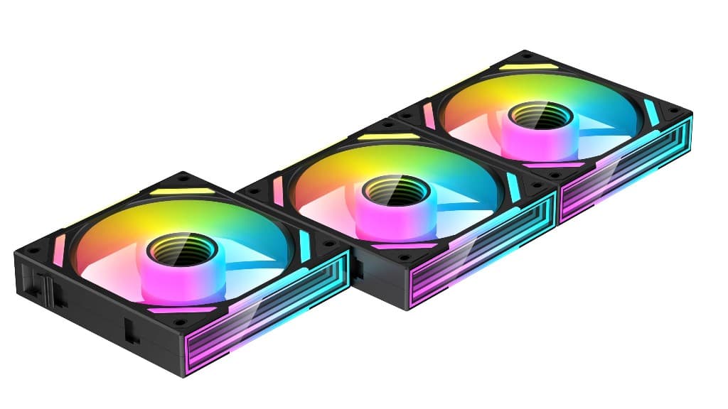 Комплект вентиляторов (3шт) XASTRA FS120B ARGB reverse triple pack 120x120x25мм ( PWM, ARGB, Infinity lighting effect., Daisy-chain , 800-2000 rpm, black ) BOX