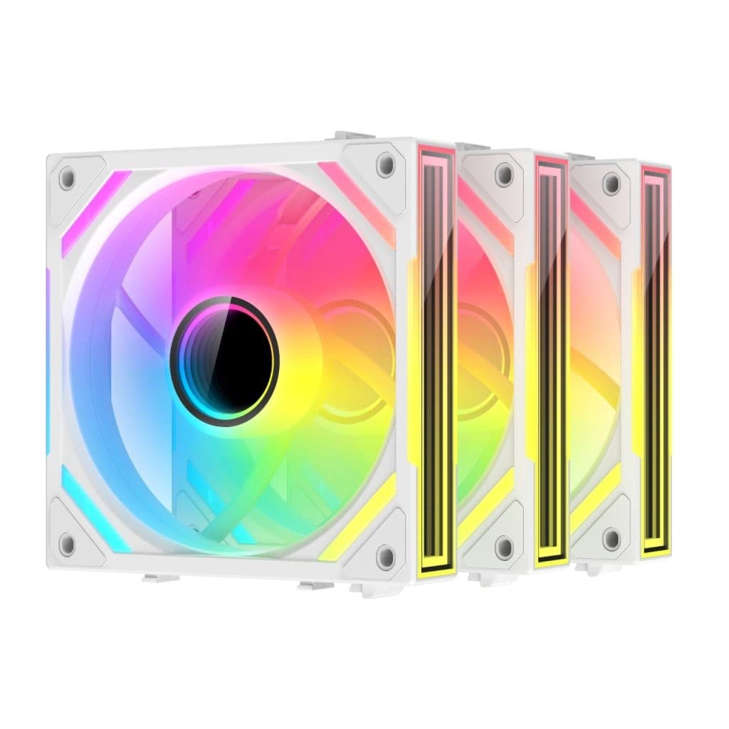 Комплект вентиляторов (3шт) XASTRA FS120W ARGB triple pack 120x120x25мм ( PWM, ARGB, Infinity lighting effect., Daisy-chain соединение , 800-2000 rpm, white ) BOX
