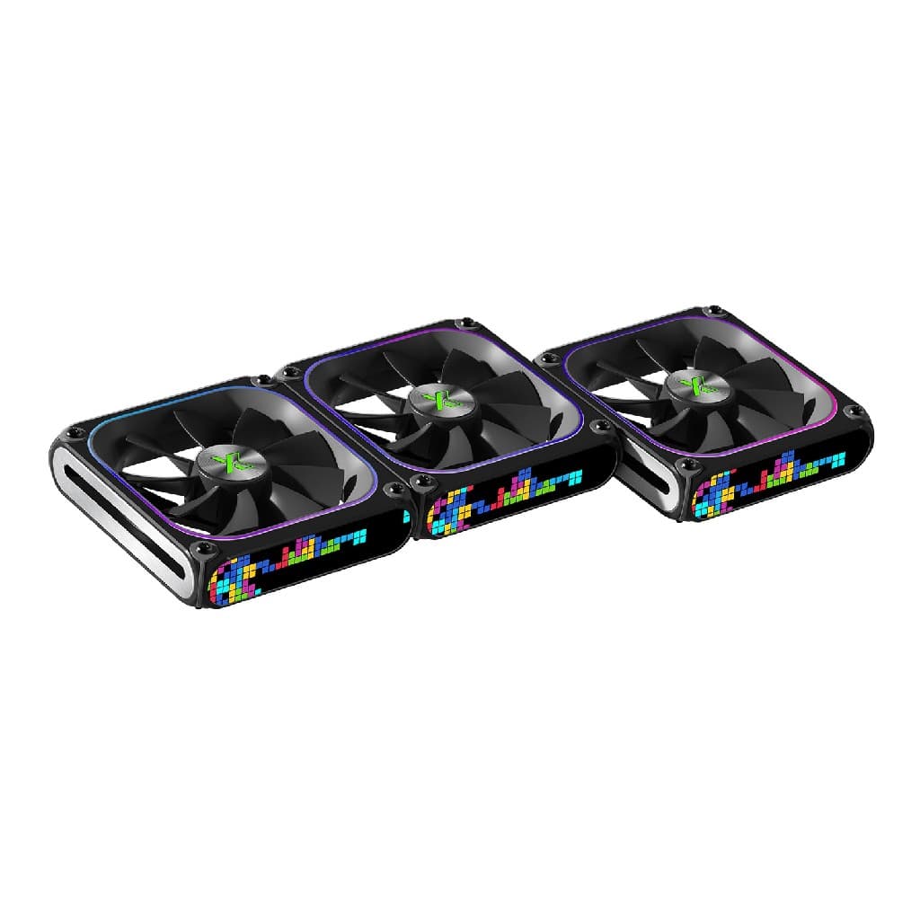 Комплект вентиляторов (3шт) XASTRA FZ120B ARGB triple pack 120x120x28мм ( PWM, FDB,ARGB, Matrix screen,контроллер, Daisy-chain соединение , 0-2000 rpm, black) BOX