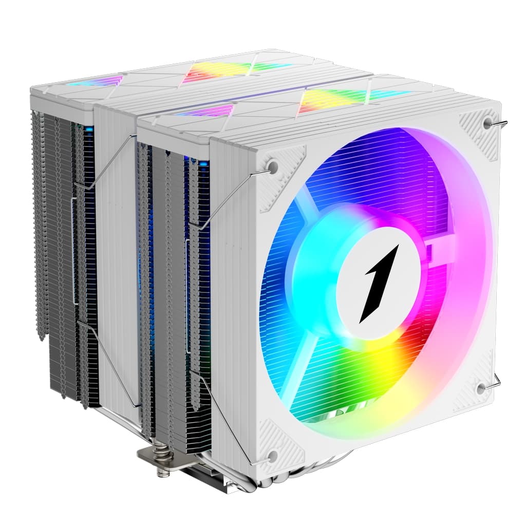 Кулер 1STPLAYER CRYO CY12L-D White / 6HPx6mm, dual tower, 2x120mm ARGB fans, 750-1900 RPM, 57.6 CFM, 38.2 dBA / CY12L-D-WH