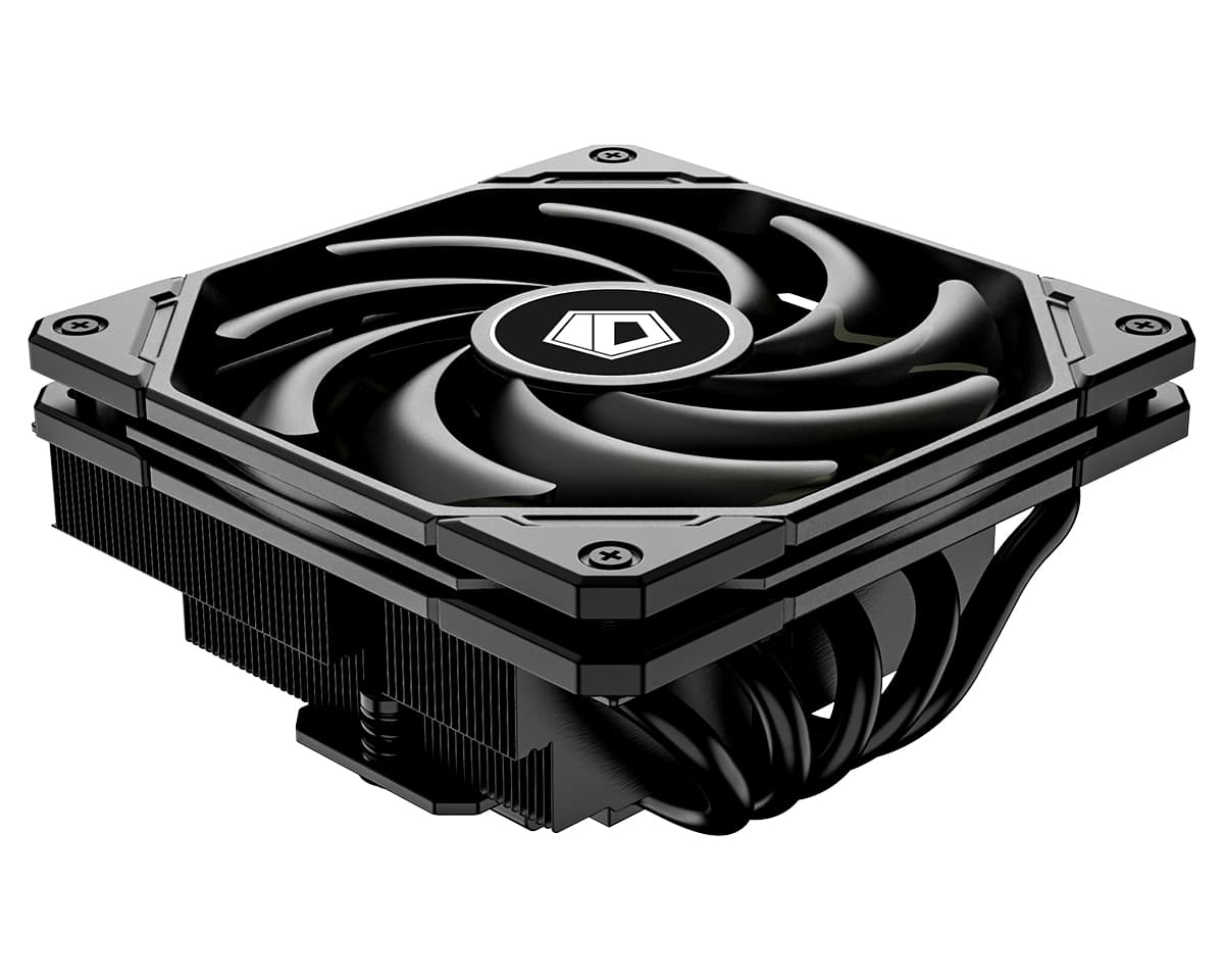Кулер ID-COOLING IS-55 BLACK LGA1700/1200/115X/AM5/AM4 низкопрофильный высота 55mm (18шт/кор, TDP 125W, PWM, 5 тепл.трубок + медная база, FAN 120mm, черный) BOX