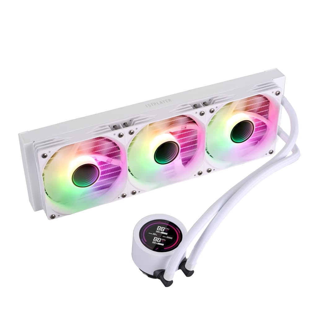 Система водяного охлаждения 1STPLAYER TS4 360 White / 3x120mm, ARGB, IPS display / TS4-360-WH