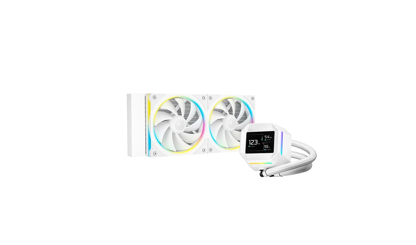 Комплект водяного охлаждения DEEPCOOL LM240 WH LGA20XX/1700/1200/115X/AM5/AM4 (6шт/кор,TDP 250W, ARGB Lighting, Anti-Leak edition, PWM, DUAL FAN, белый) RET