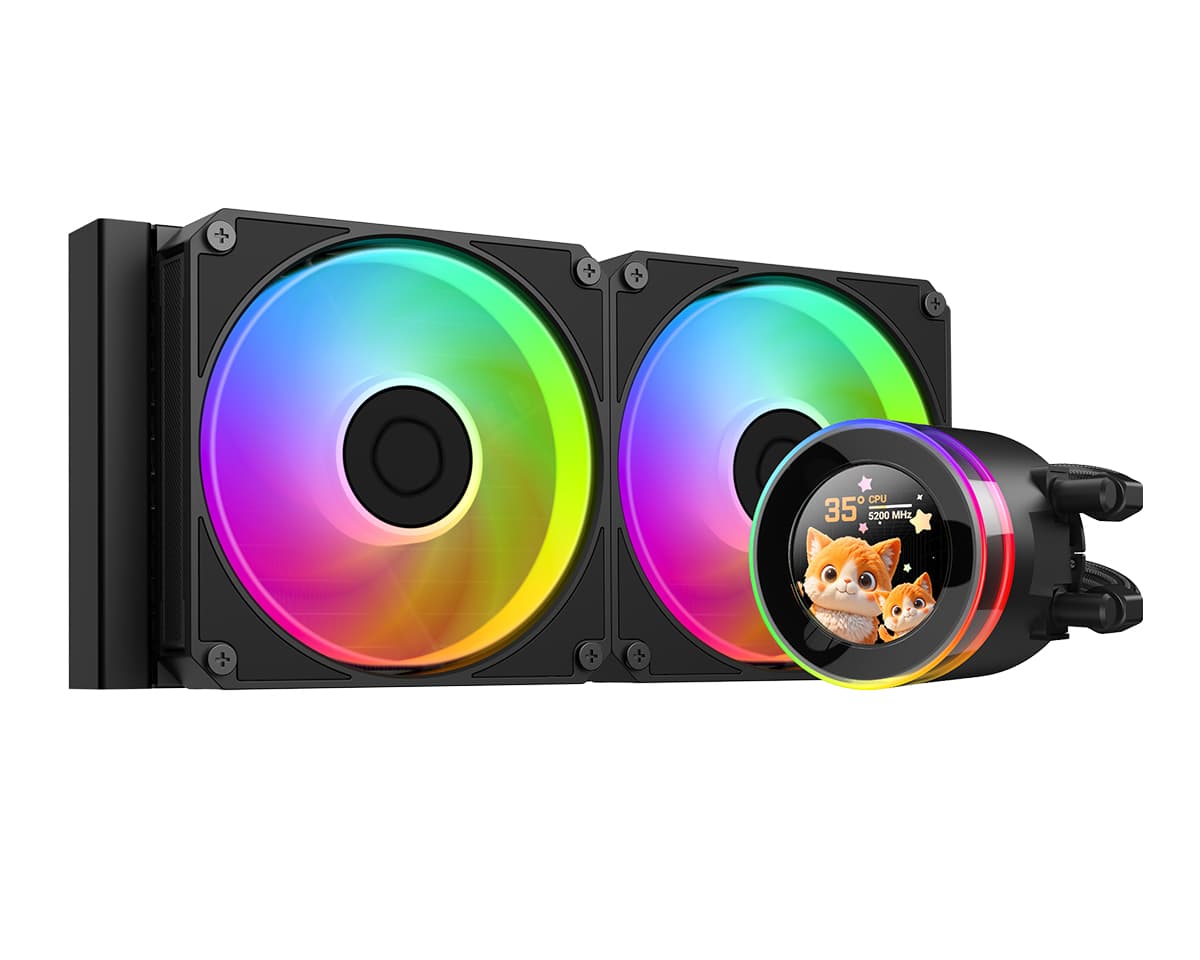 Комплект водяного охлаждения ID-COOLING SL240 V2 LGA1954/1851/1700/1200/115X/AM5/AM4 (6шт/кор,TDP 300W, PWM, LCD Display, DUAL ARGB FAN 120mm) RET