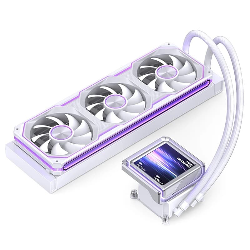 Комплект водяного охлаждения JONSBO TX-360 White LGA1851/1700/1200/115X/AM5/AM4 (4шт/кор, TDP 320W, ARGB FAN and ARGB LCD Display PUMP, PWM, TRIPLE FAN 120mm, белый) RET