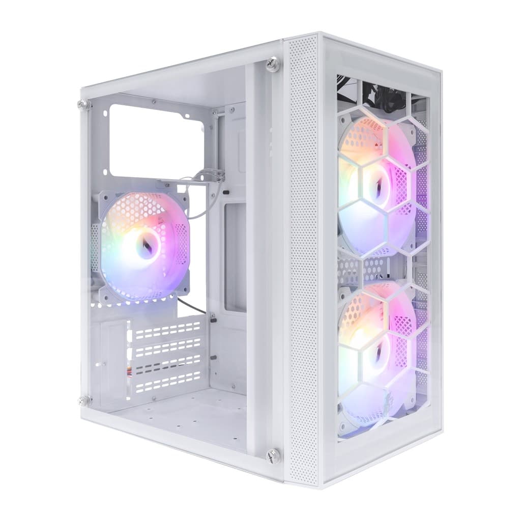 Корпус 1STPLAYER FIREBASE X1 White / mATX / 3x120mm FRGB fans / X1-WH-3F1-W