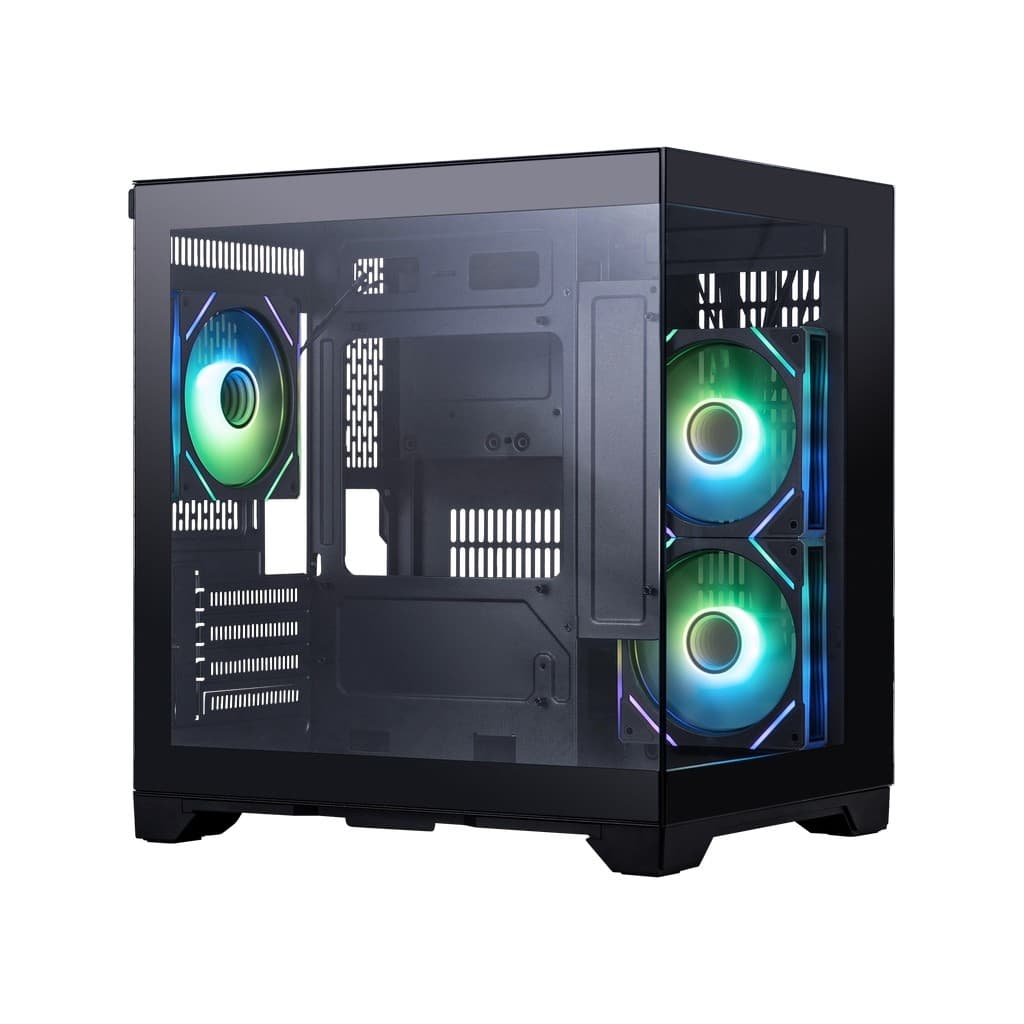 Корпус 1STPLAYER MEGAVIEW MV5-TP ARGB Black / mATX / 3x120mm ARGB fans / MV5-TP-BK-2FC7R-1FC7