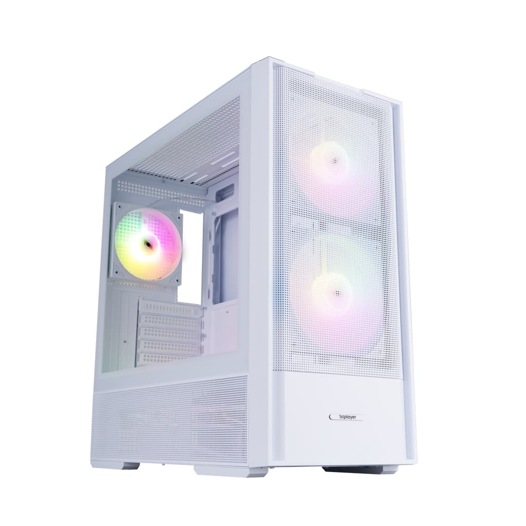 Корпус 1STPLAYER AU7 ARGB White / ATX / 2x140mm & 3x120mm ARGB fans / AU7-WH-2FA7-14-W-2FA7R-W-1FA7-W