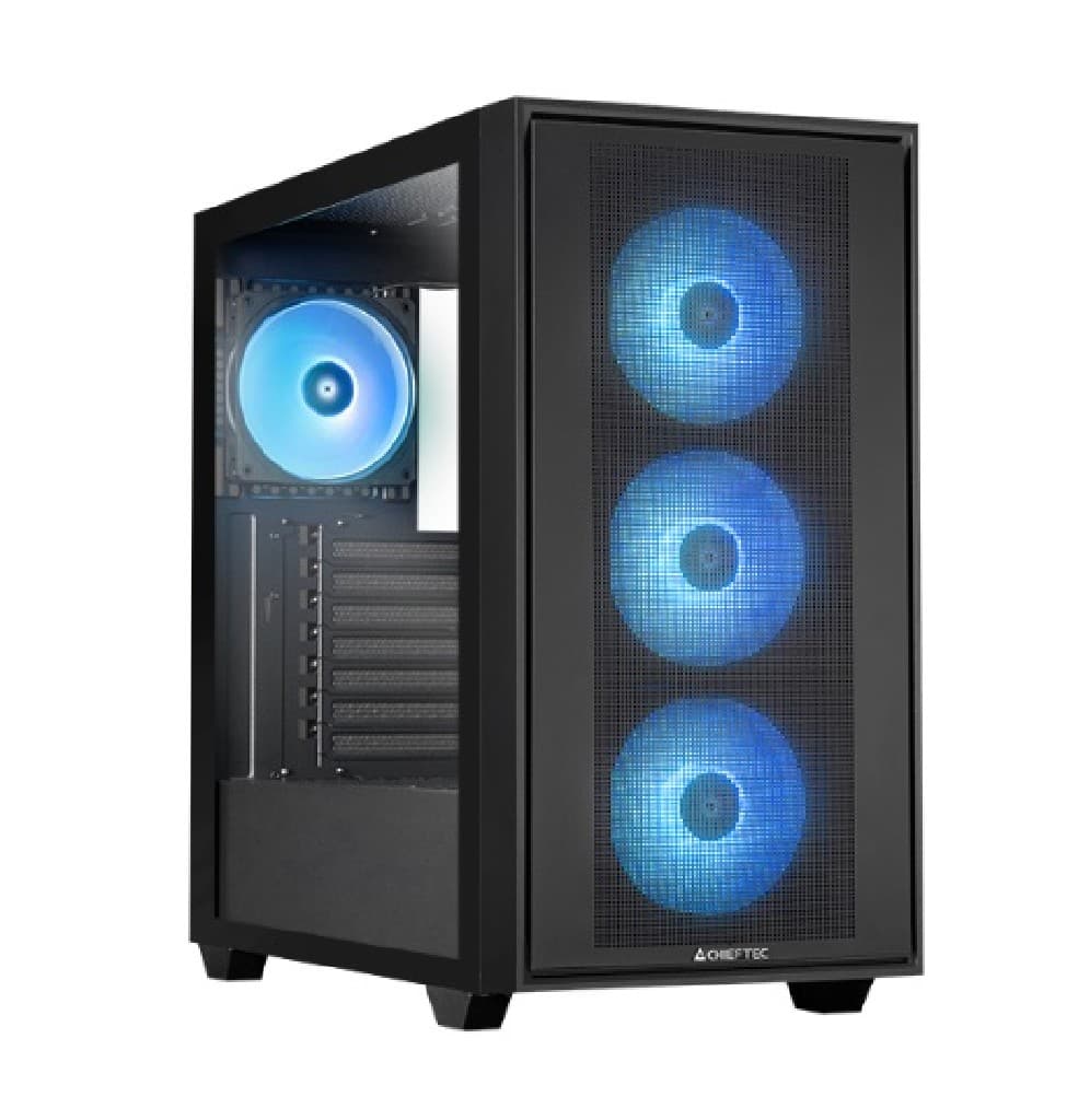 Корпус CHIEFTEC HUNTER 3 GS-03B-OP, TG, 4x120mm ARGB Fan, mini-ITX, mATX, ATX, E-ATX, черный