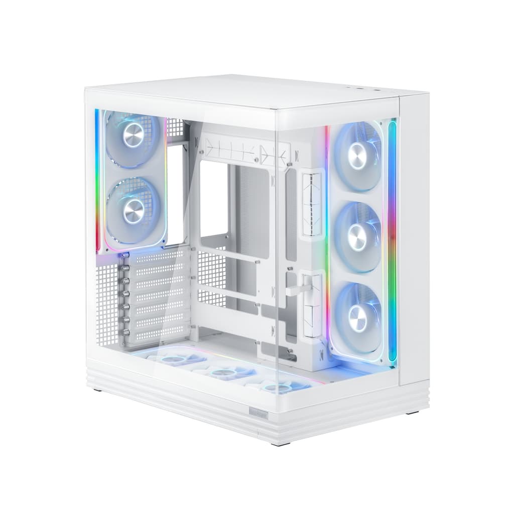 Корпус 1STPLAYER OV8 White / ATX BTF / 8x120mm ARGB fans & hub / OV8-WH-2FP7R-3-W-1FP7-2-W-HUB3