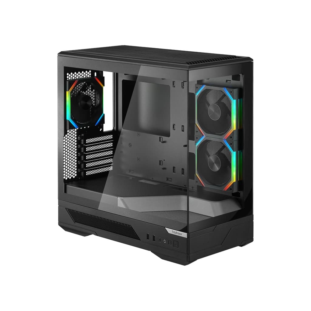 Корпус 1STPLAYER GM6 Black / mATX / 3x120mm ARGB fans / GM6-BK-2FH7R-1FH7