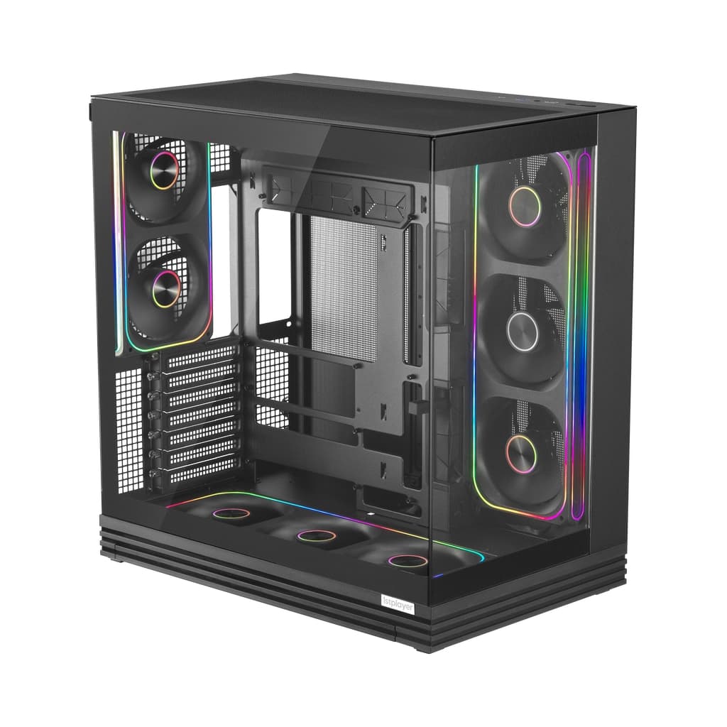 Корпус 1STPLAYER OV8 Black / ATX BTF / 8x120mm ARGB fans & hub / OV8-BK-2FP7R-3-1FP7-2-HUB3