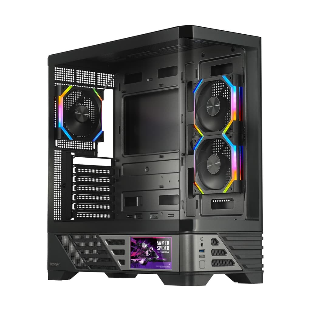 Корпус 1STPLAYER MC8 Black / ATX / 5.5" LCD display / 3x120mm ARGB fans & hub / MC8-BK-2FH7R-1FH7-HUB3