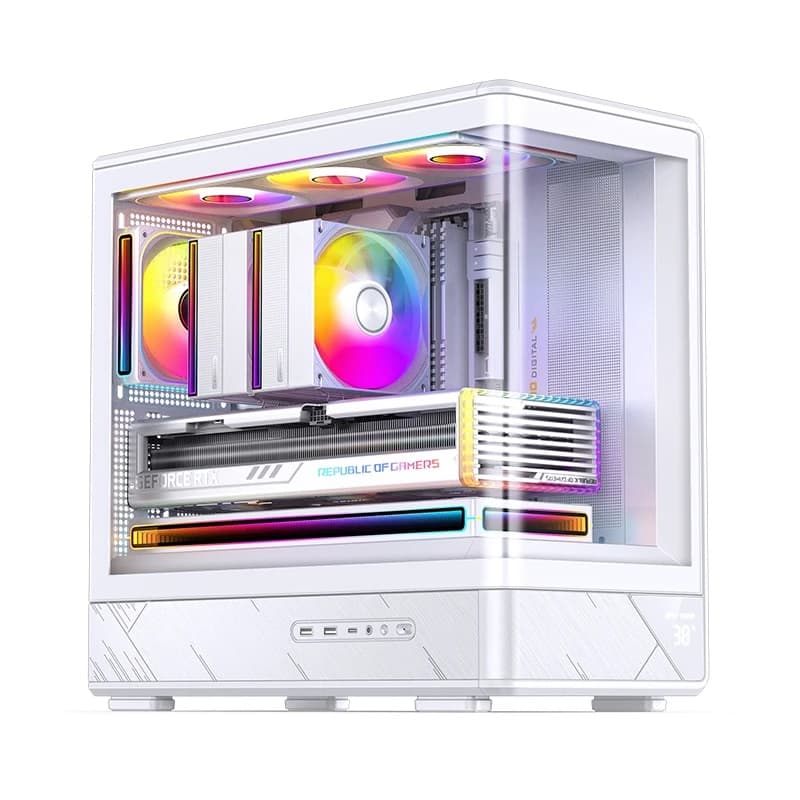 Корпус JONSBO D200 White, TG (aquarium), mini-ITX, mATX, белый