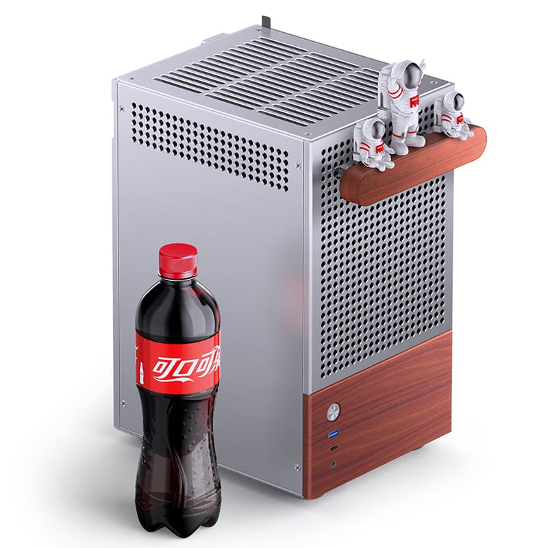 Корпус JONSBO T6 Silver, TG, mini-ITX, серебристый