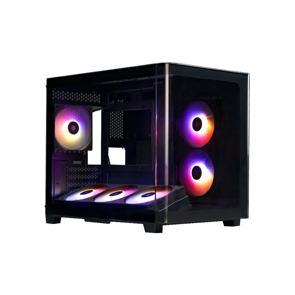 Корпус XASTRA QR500M 6ARGB-FC-C6-UC Black mATX/Aquarium/ 2 Curve Glass /1x360mm+1x240mm+1x120mm ARGB PWM FM fans/ Argb+PWM HUB 6port /Type-C/ QR500M-1FA36A-1FA24A-1FC12A-C6-UC