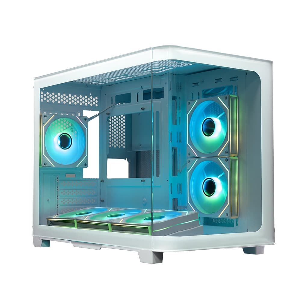 Корпус XASTRA QR500M 6ARGB-FM-C10-UC White mATX/Aquarium/ 2 Curve Glass /6x120mm ARGB PWM FM fans/ Argb+PWM HUB 10port /Type-C/ QR500M-6FM12A-C10-UC-WH