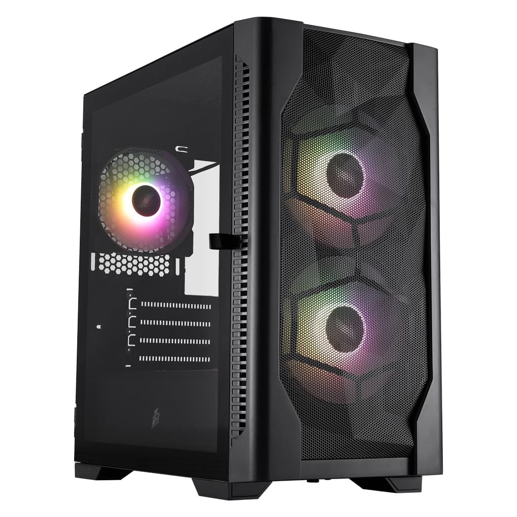 Корпус 1STPLAYER DK D4-M ARGB Black / mATX / 2x140mm & 1x120mm ARGB fans / D4-M-BK-2F7-14-1F7