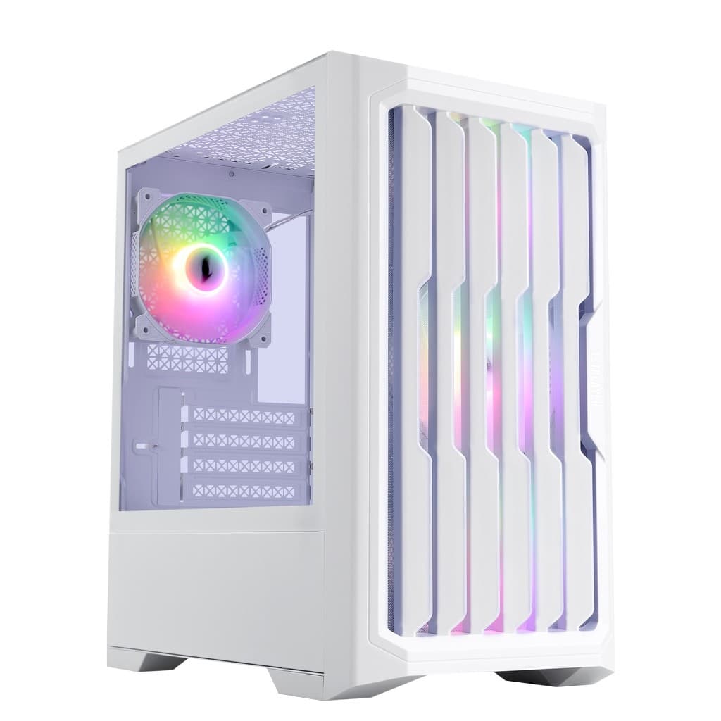 Корпус 1STPLAYER BULLET HUNTER H2 ARGB White / mATX / 4x120mm ARGB fans / H2-WH-4F7-W