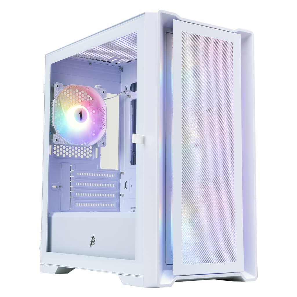 Корпус 1STPLAYER TRILOBITE T4 MESH FRGB White / mATX / 4x120mm FRGB fans / T4-WH-4F1-W