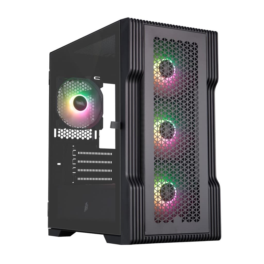 Корпус 1STPLAYER TRILOBITE T3 ARGB Black / mATX / 4x120mm ARGB fans / T3-BK-4F7