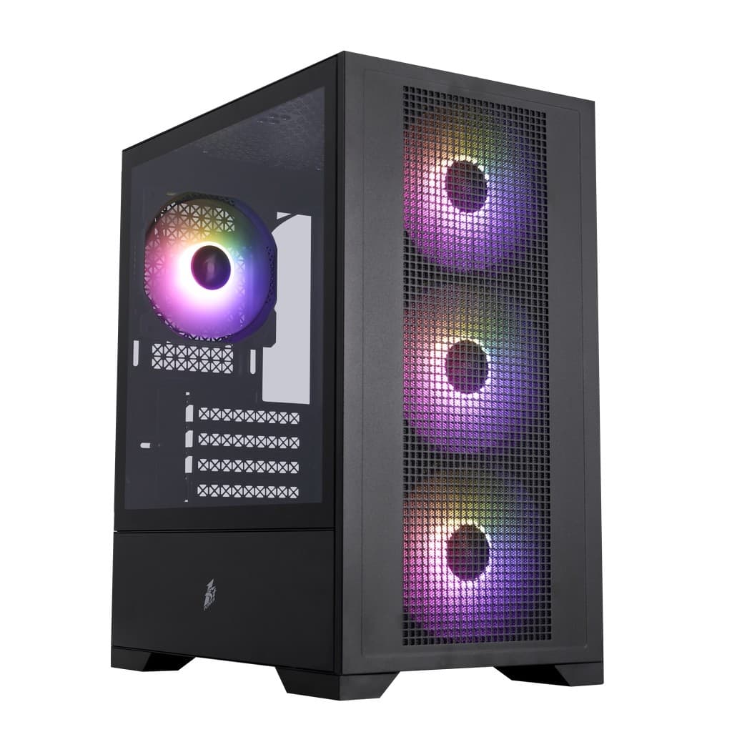 Корпус 1STPLAYER Go2 ARGB Black / mATX / 4x120mm ARGB fans / Go2-BK-4F7