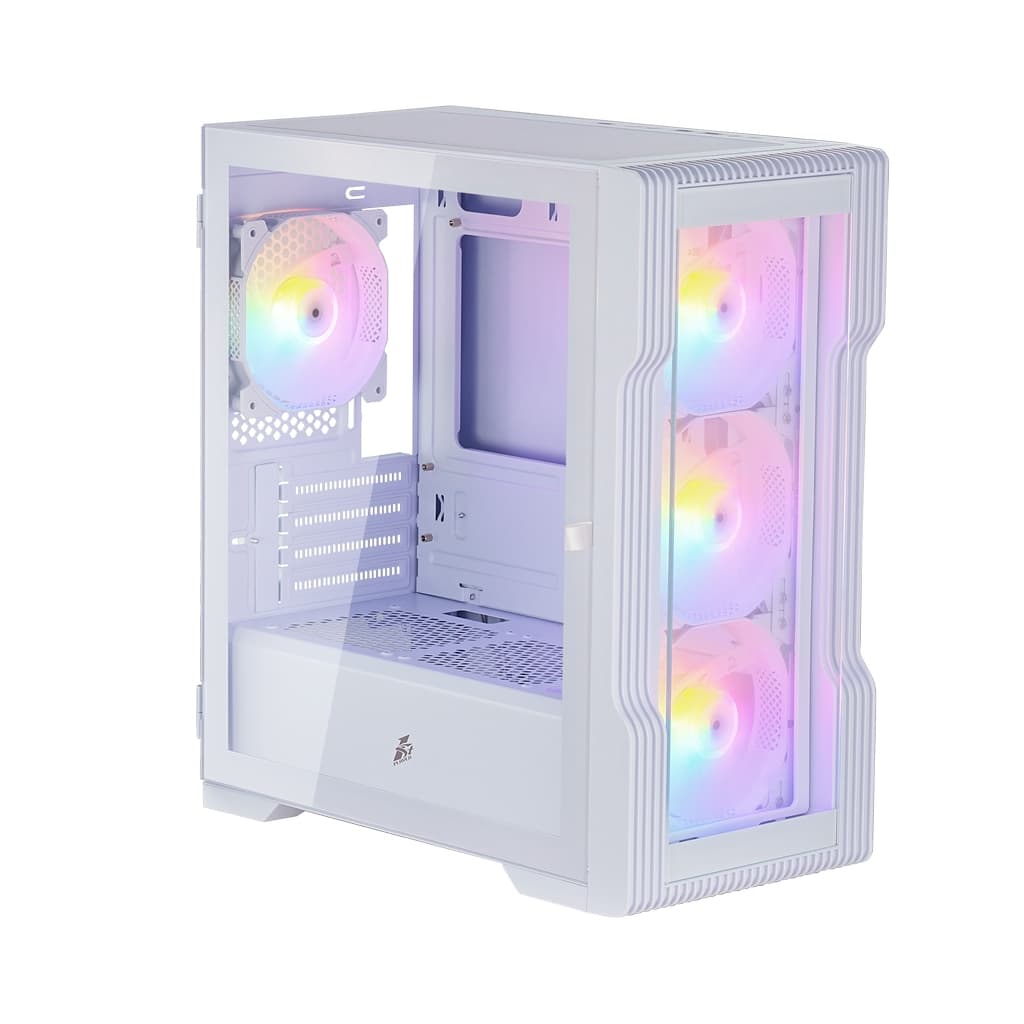 Корпус 1STPLAYER TRILOBITE T3-G White / mATX / 4x 120mm FRGB fans / T3-G-WH-4F1-W