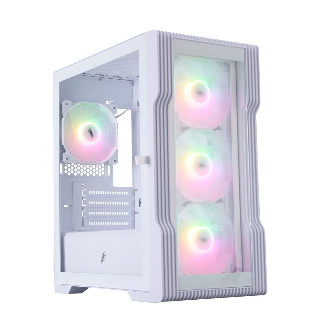 Корпус 1STPLAYER TRILOBITE T3-G ARGB White / mATX / 4x120mm ARGB fans / T3-G-WH-4F7-W