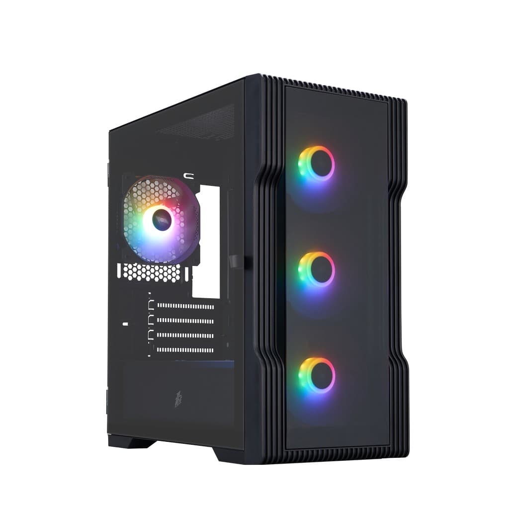 Корпус 1STPLAYER TRILOBITE T3-G Black / mATX / 4x 120mm FRGB fans / T3-G-BK-4F1