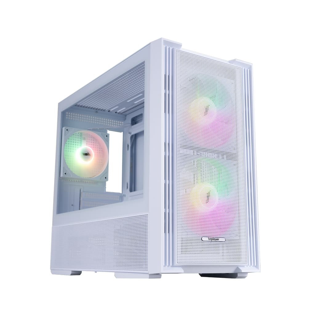 Корпус 1STPLAYER AU6 ARGB White / mATX / 2x140mm & 3x120mm ARGB fans / AU6-WH-2FA7-14-W-2FA7R-W-1FA7-W