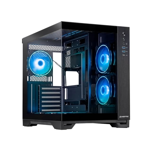 Корпус CHIEFTEC VISIO GM-30B-TG-OP, TG (aquarium), 6x120mm ARGB Fan, mini-ITX, mATX, ATX, черный