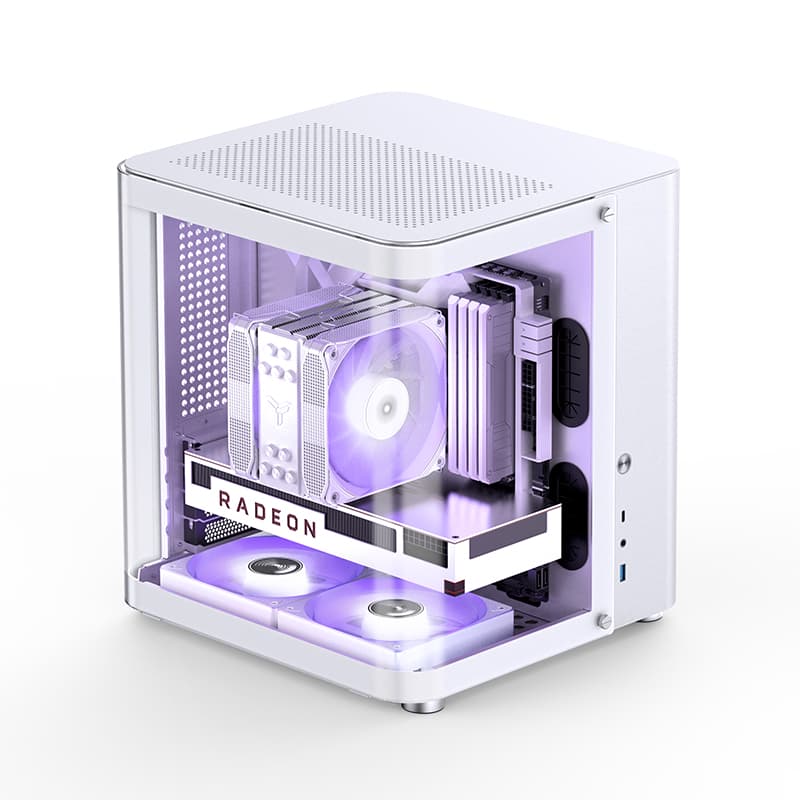 Корпус JONSBO TK-1 2.0 White, TG (aquarium), mini-ITX, mATX, белый