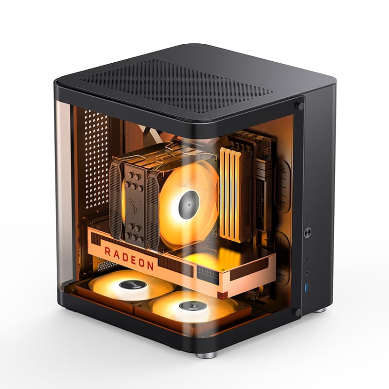 Корпус JONSBO TK-1 2.0 Black, TG (aquarium), mini-ITX, mATX, черный