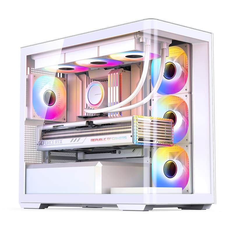 Корпус JONSBO D300 White, TG (aquarium), mini-ITX, mATX, белый