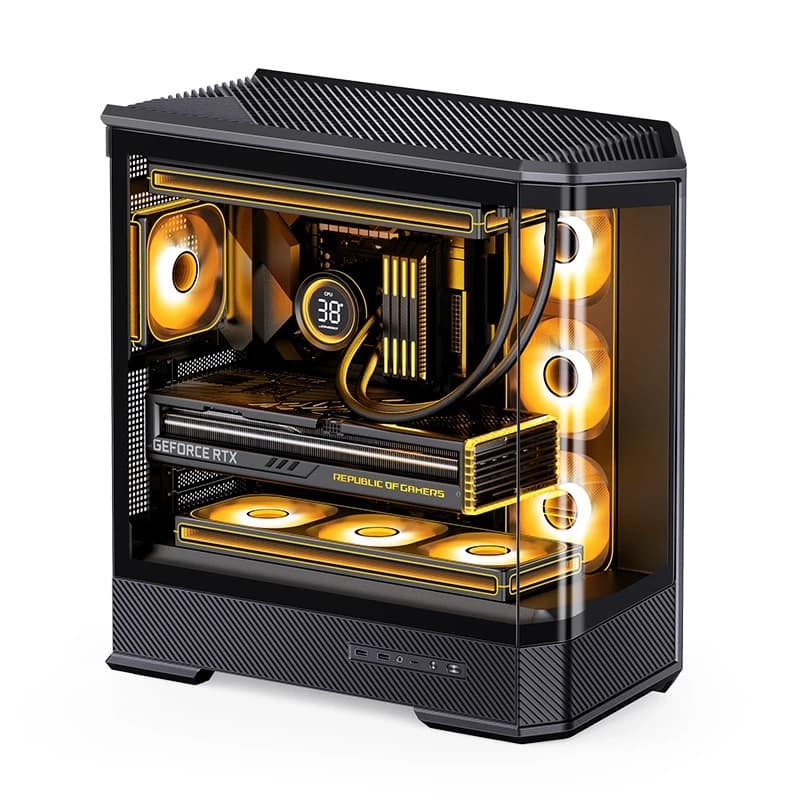 Корпус JONSBO D400 Black, TG (aquarium), mini-ITX, mATX, ATX, черный