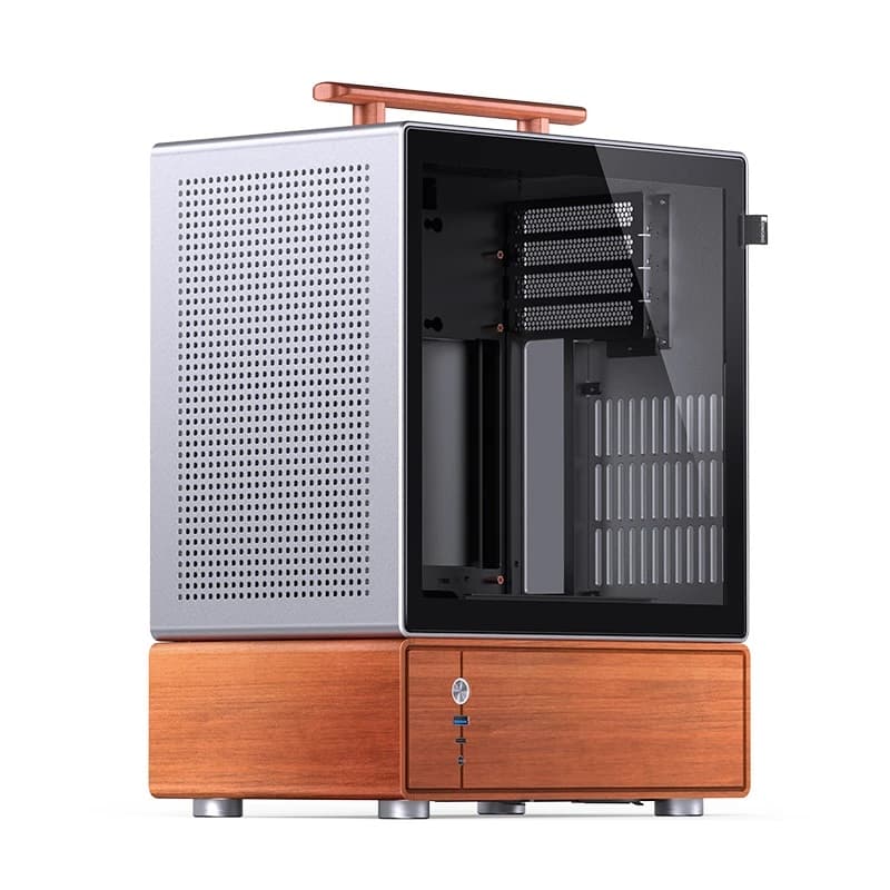 Корпус JONSBO T7 Silver, TG, mini-ITX, mATX, серебристый